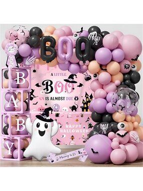 Halloween Baby Shower Decorations Girl, A Little Boo is Almost Due Decor